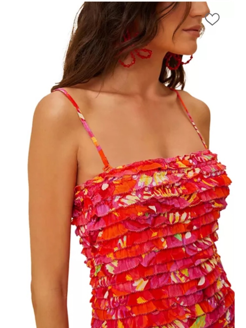 NWT FARM Rio Flying Birds Orange Ruffled Strapless Maxi Dress Size Medium - Picture 5 of 15